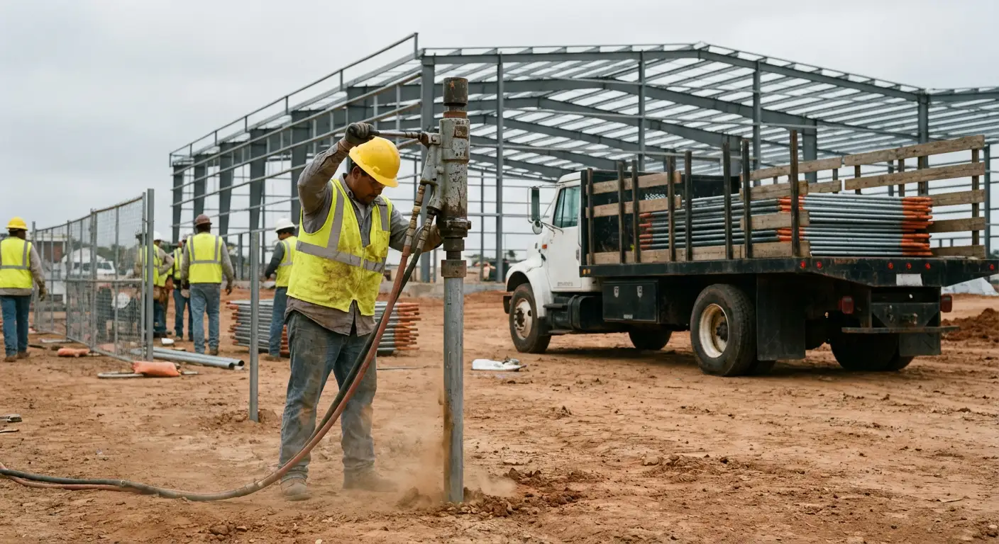Industrial fencing installation site in Brookline, MA
