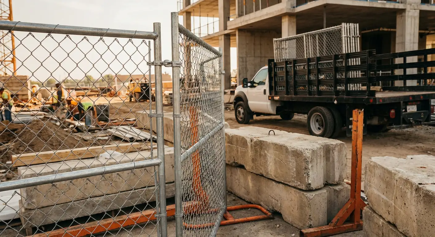Commercial temporary fencing installation site in Brookline, MA