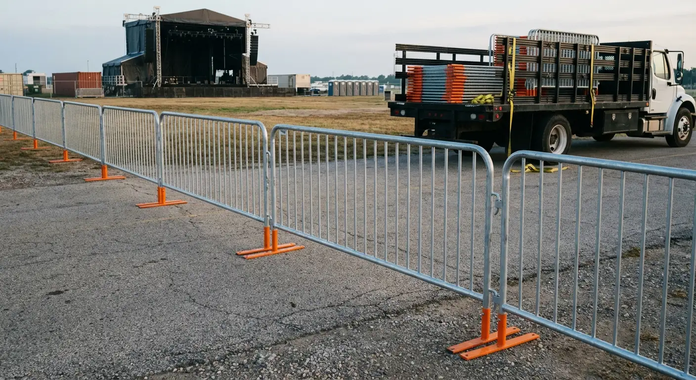 Crowd control barricade setup in Brookline, MA