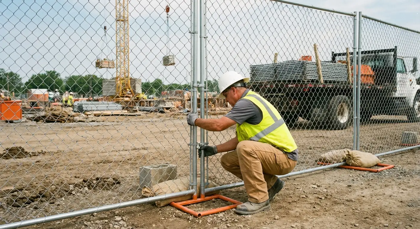 Comparison of professional fencing solutions versus DIY risks on a construction site in Brookline, MA