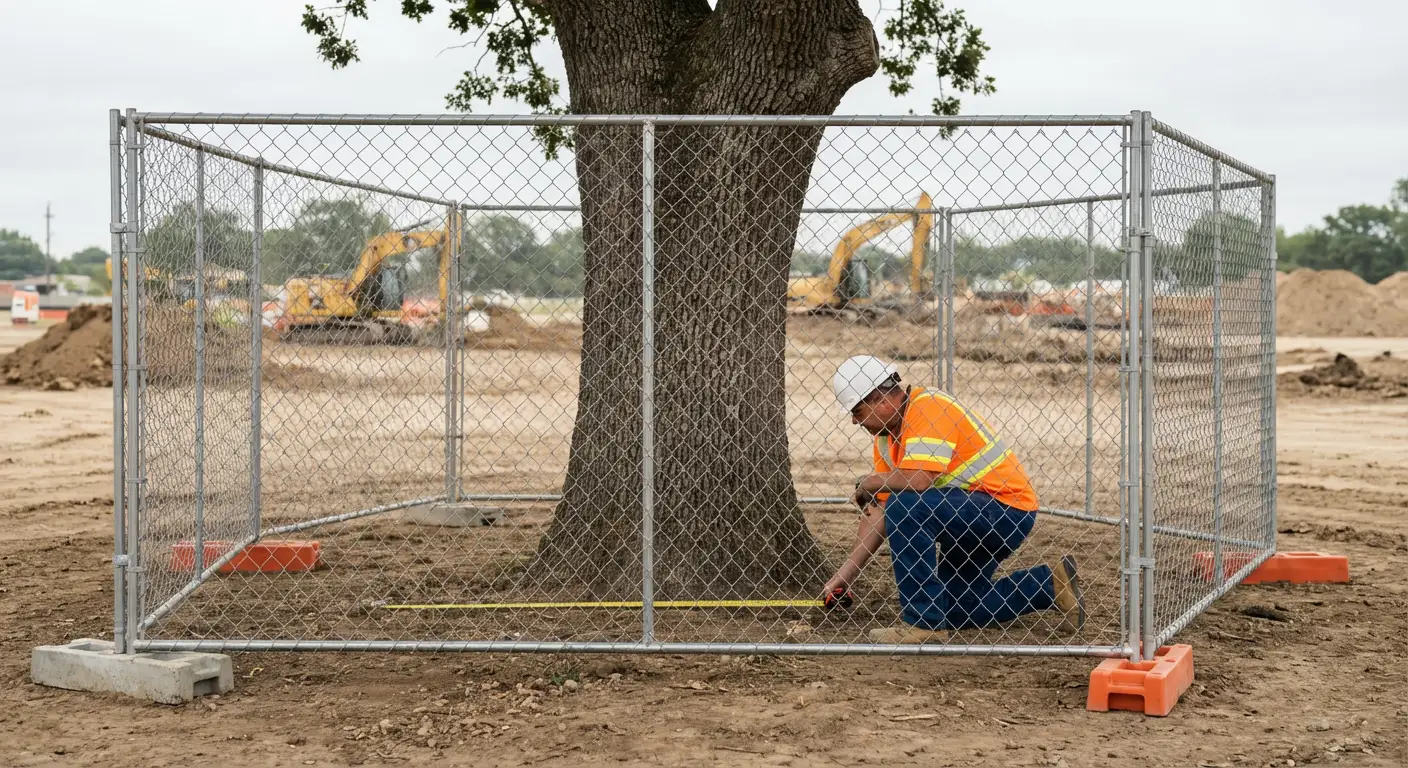 Tree protection zone fencing installation in Brookline, MA