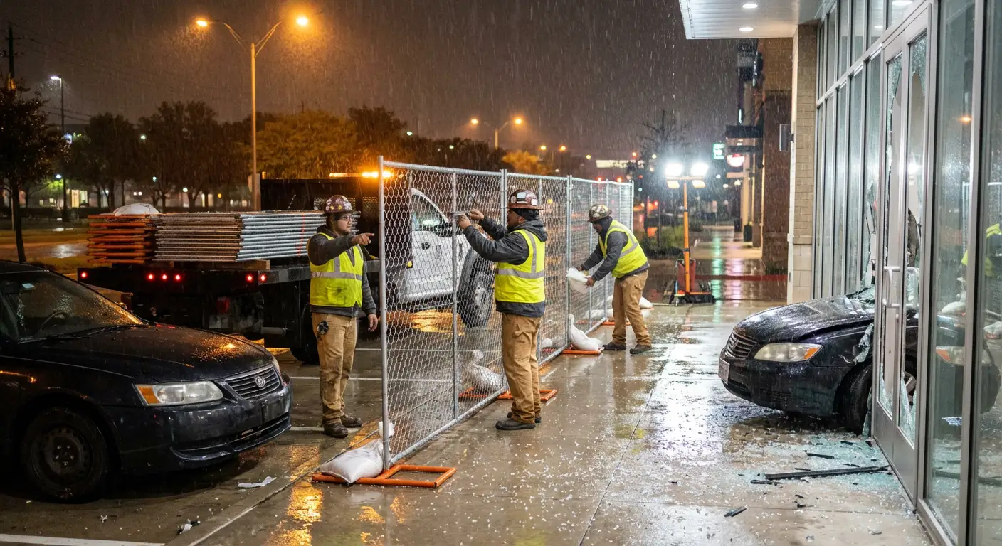 Emergency temporary fencing and dispatch logistics in Brookline, MA
