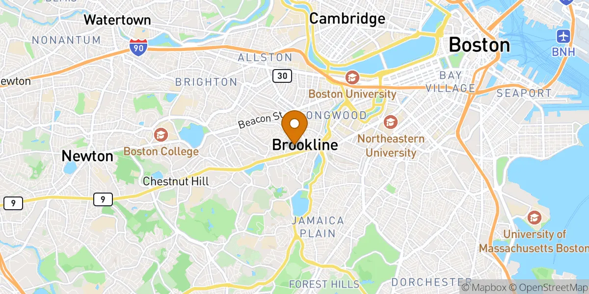 Emerson Garden neighborhood map in Brookline, MA