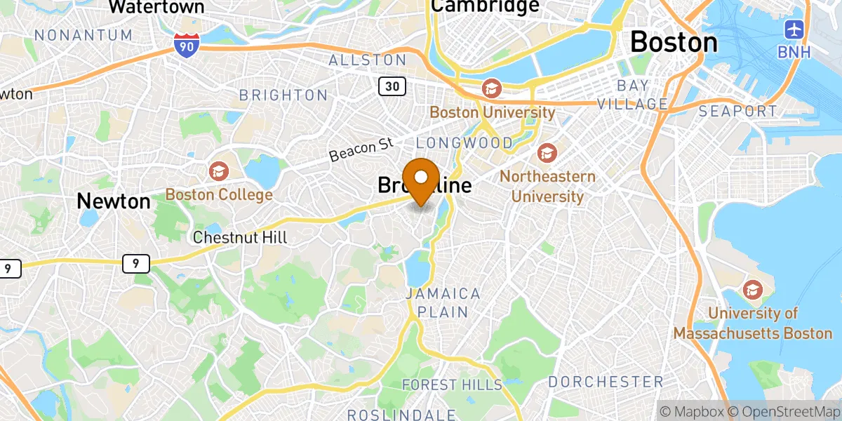 High Street Hill neighborhood map in Brookline, MA